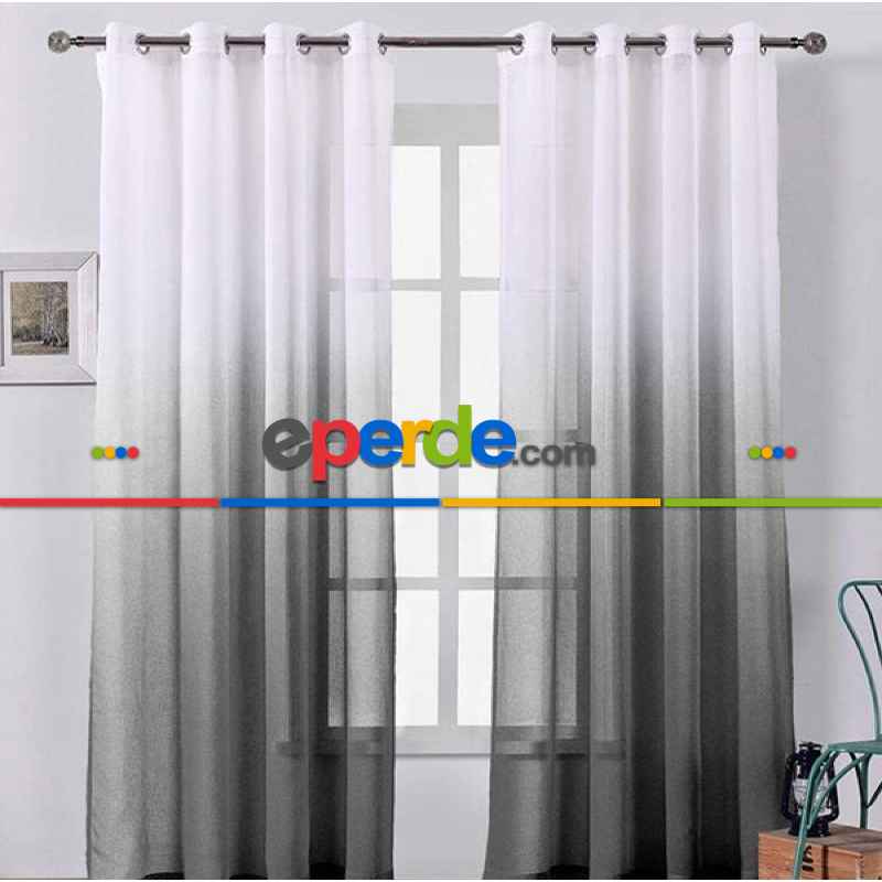 Gri Antrasit Renk Rustik Kuşgözü Tül Perde Decoring Perde