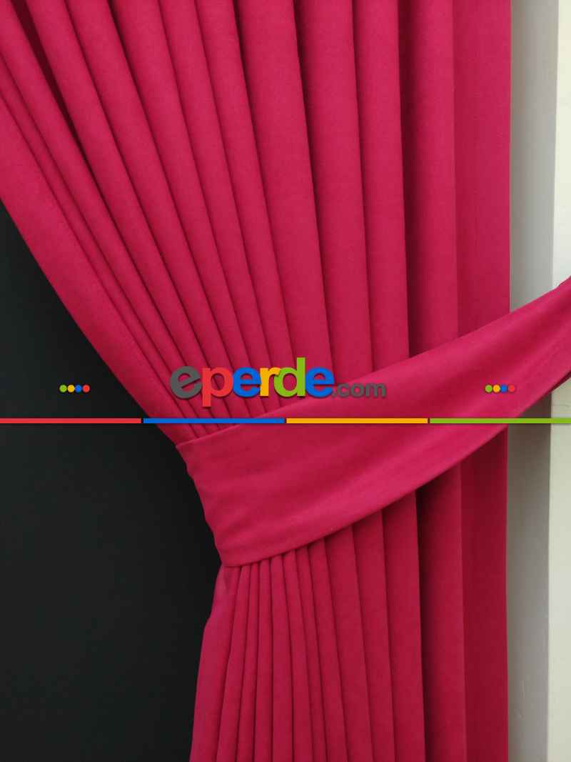 Düz Renk Dökümlü Fon Perde (150)- Fuşya