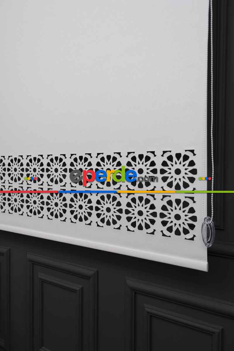 Ekru Renk Lazer Kesim Mat Stor Perde (ister Düz - İster Lazer Kesimli Satın Alın)