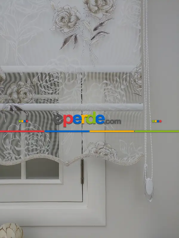 Çiftli Sistem Yakma Zemin Kahverengi Gül Desen- Kahverengi-kahve Açık-altın Simli- Çok Renkli 3