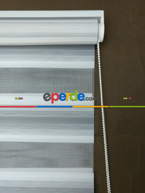 Salon Zebra - Zebra Perde - Degrade Renk Geçişli Pileli Zebra Perde- Gri Açık-Gri Koyu