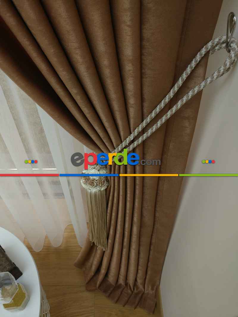 Soft Kakao Rengi Fon Perde Geniş En (285)- Kakao