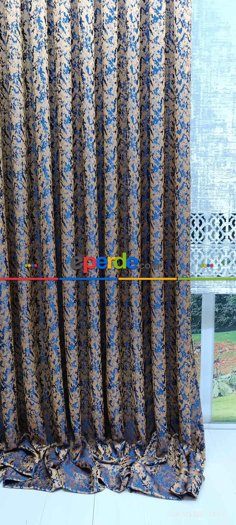 Oturma Odası -  2025 Elit Modern Desenli Fosforlu İplik Dokuma Fon Perde - 2