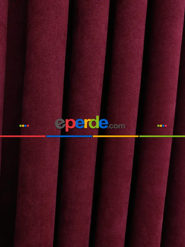 Bordo Düz Fon Perde Dökümlü Birinci Kalite 300 Cm Geniş En Daha Hesaplı- Bordo