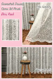 Spor Desen Fransız Dantel Tül Perde 562- Ekru