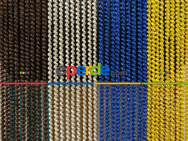 Mavi Rengi İp Perde Bukle Serisi- Mavi-gümüş