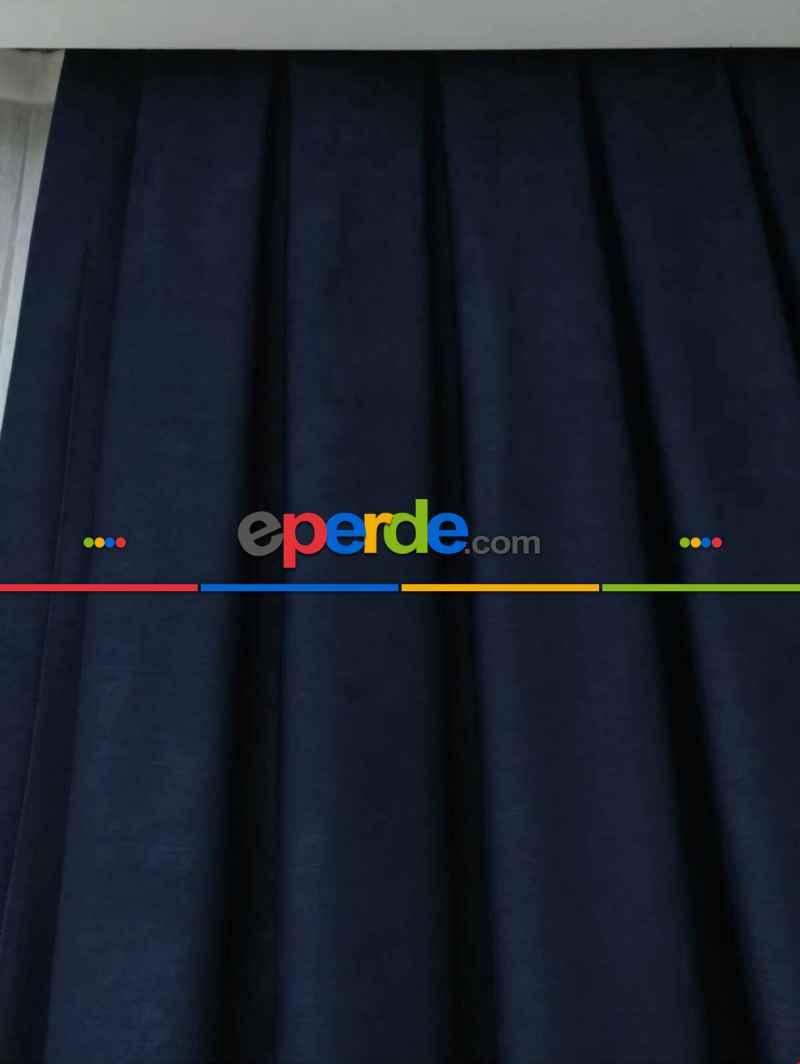 Soft Fon Perde Lacivert Kumaş Kanat Yan Perde- Lacivert