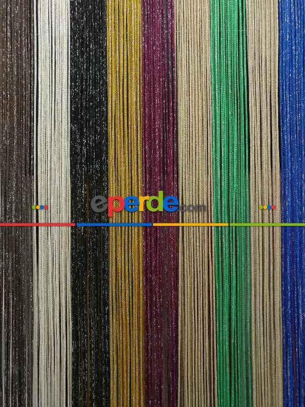 Bordo Rengi İp Perde Kalın Zincir Simli Serisi- Bordo-gümüş