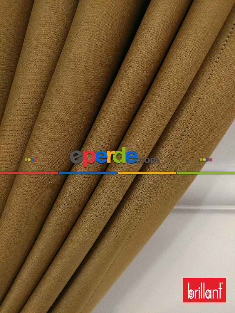 %90 Brillant Karartma Blackout Hardal Sarısı Renk Fon Perde- Kahve Açık-hardal Sarısı