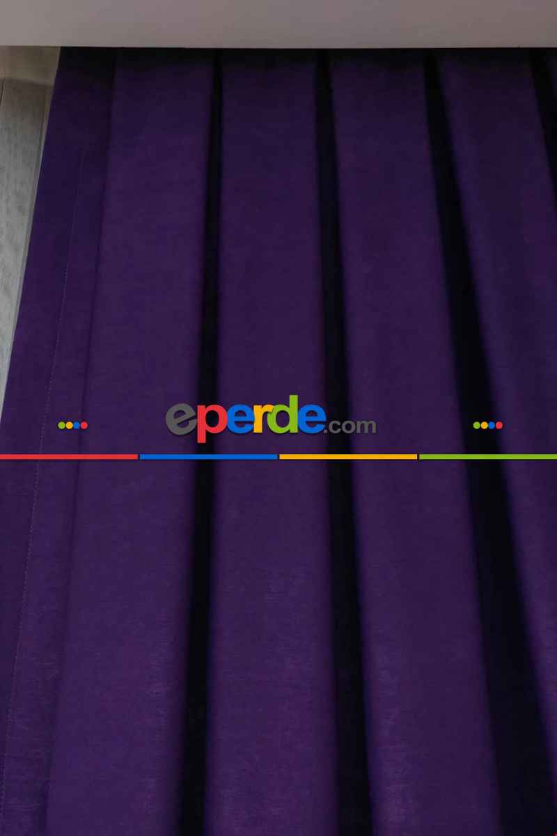 Yatak Odası - Soft Fon Perde Mor Kumaş Kanat Yan Perde- Mor