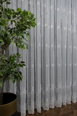 Salon - Brillant Tül Serpme Desen Tarz Moda Yeni Nakış İşlemeli Tül