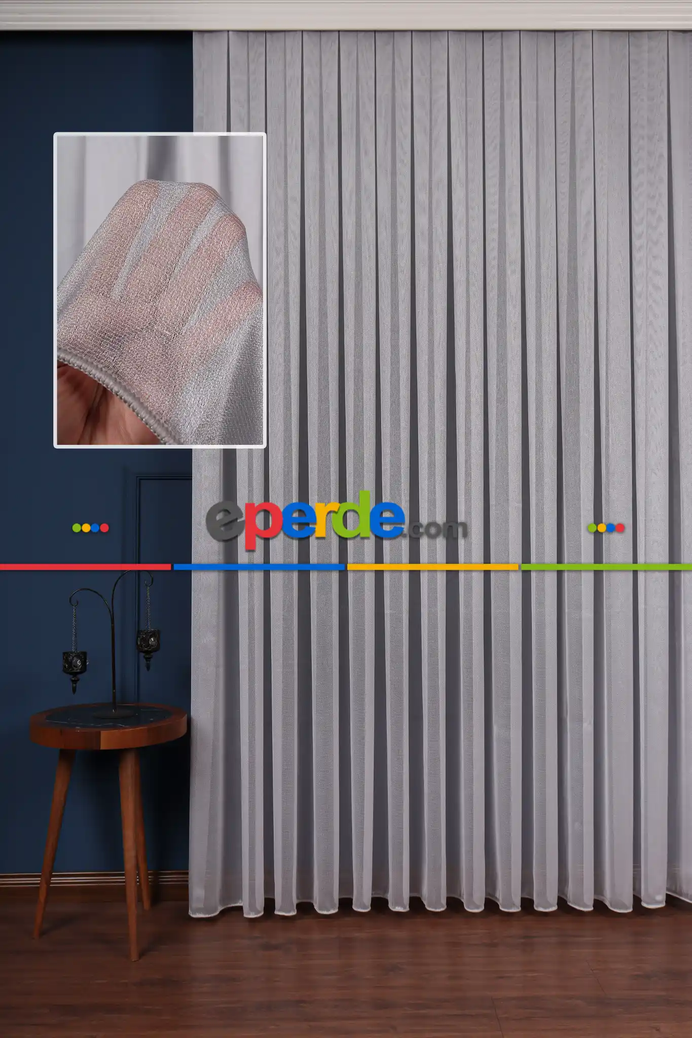 Gri Düz Tül Perde Ütü Istemez