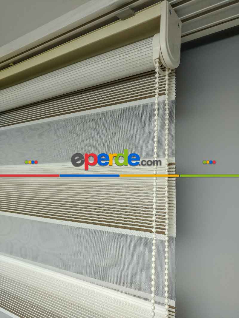 Salon Zebra Perde - 2021 Sezonu - Degrade Renk Geçişli Micro Pileli (plise) Zebra Perde- Kahve