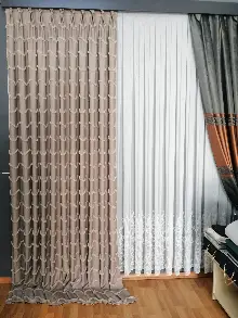 Sultan Desenli Keten Fon Perde - Antrasit