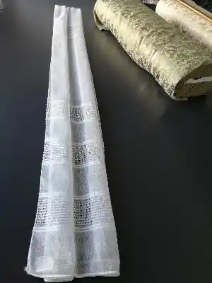 Bambu Vakko Enine Bantlı Tül Ekru
