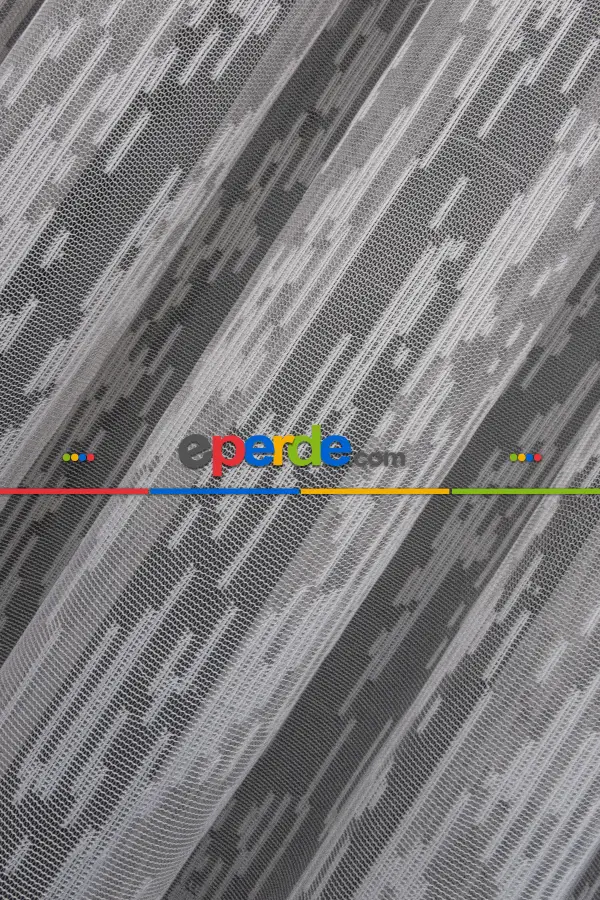 2021 Model Ekru Desenli Örme Tül Perde Bt559