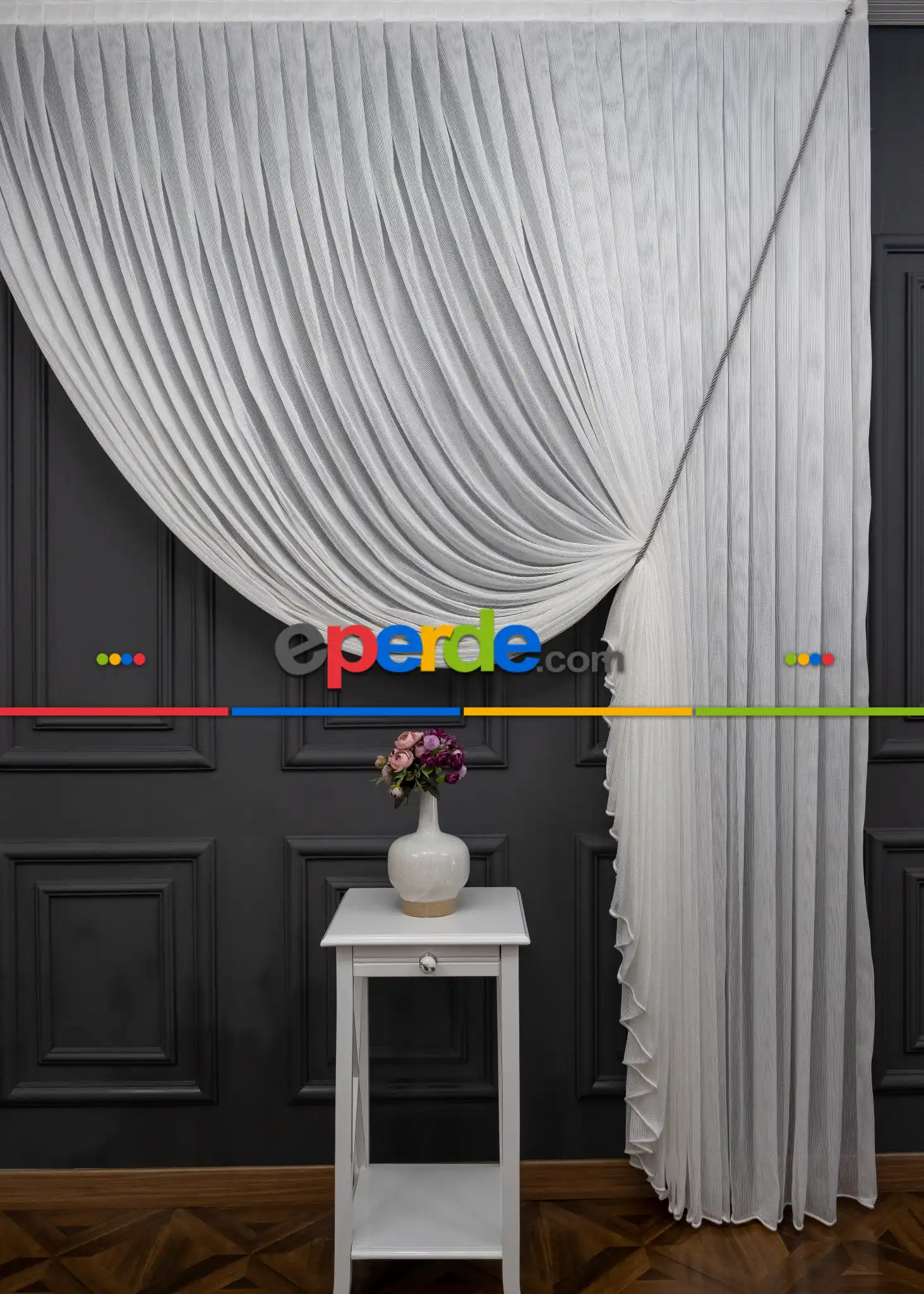 Mutfak Tül Çizgili Zincir Tülden Yalancı Kruvaze - Halat İle Tülden Fon - Yana Toplamalı Tül - Kordon Toplama Tül - Çift Veya Tek Kanat - Kurşunlu Tül - Aksesuar İlave Ücretlidir - Renkleri Mevcut