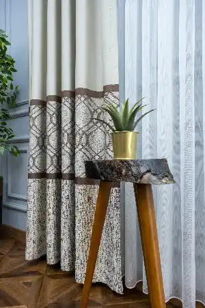Modern Pano Fon Perde Bantlı Çift Renk - 503- Bej-kahve-taş Rengi