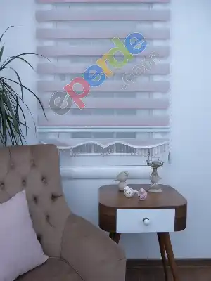 Pudra Pembe-gri Bambu Zebra Perde Degrade Geçişli- Gri-füme-antrasit-pembe Pudra Pembe