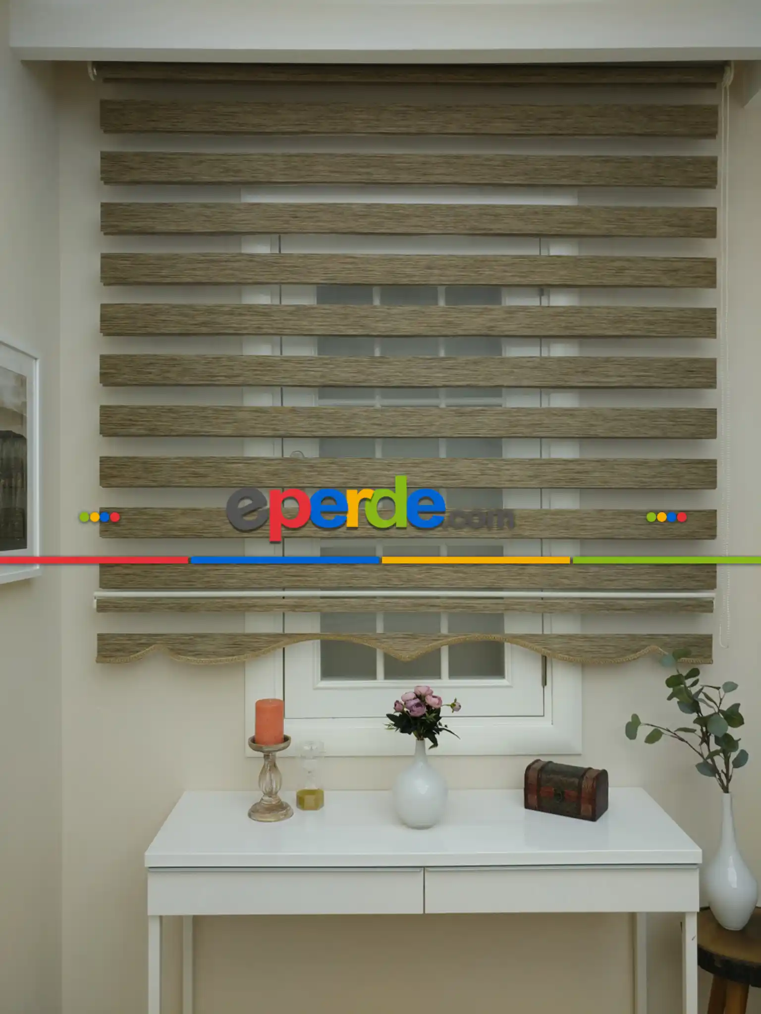 Oturma Odası - Zebra Perde -bambu Zebra (eco Serisi )- Kahve Açık