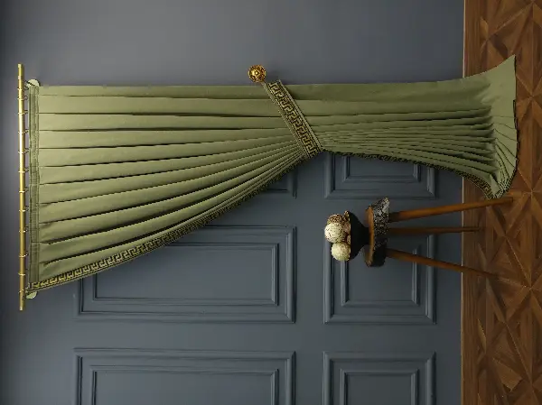 Salon Perdesi - Modern Bordürlü Salon Fon Perdesi İkon 2021 Elıte- Siyah