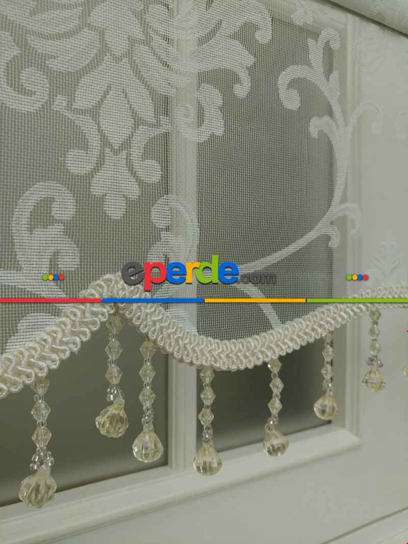 Tül Stor Çiftli Sistem Yakma Zemin Ekru Damax-gri Simli-ekru