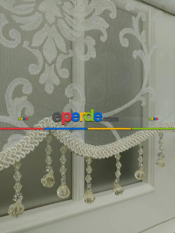 Tül Stor Çiftli Sistem Yakma Zemin Ekru Damax-gri Simli-ekru