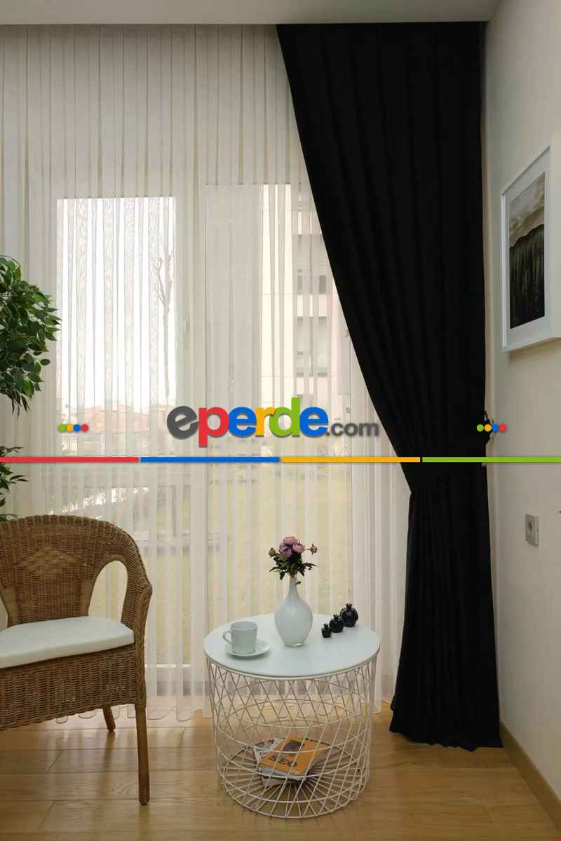 Soft Fon Perde Siyah Kumaş Kanat Yan Perde- Siyah