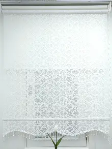 Jakar Örme Tül-alvina 801 Ekru Çiftli Sistem Dantel Desenli Perde- Beyaz