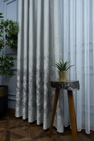 Modern Pano Fon Perde Renk Geçişli Çift Renk - 505- Bej-yeşil Koyu Yeşil-gri Açık
