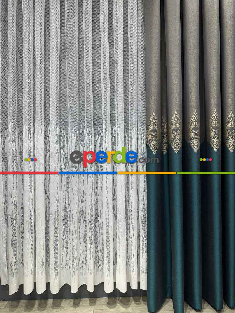 Alev Desen Tül Perde Tek Kanat - Ekru