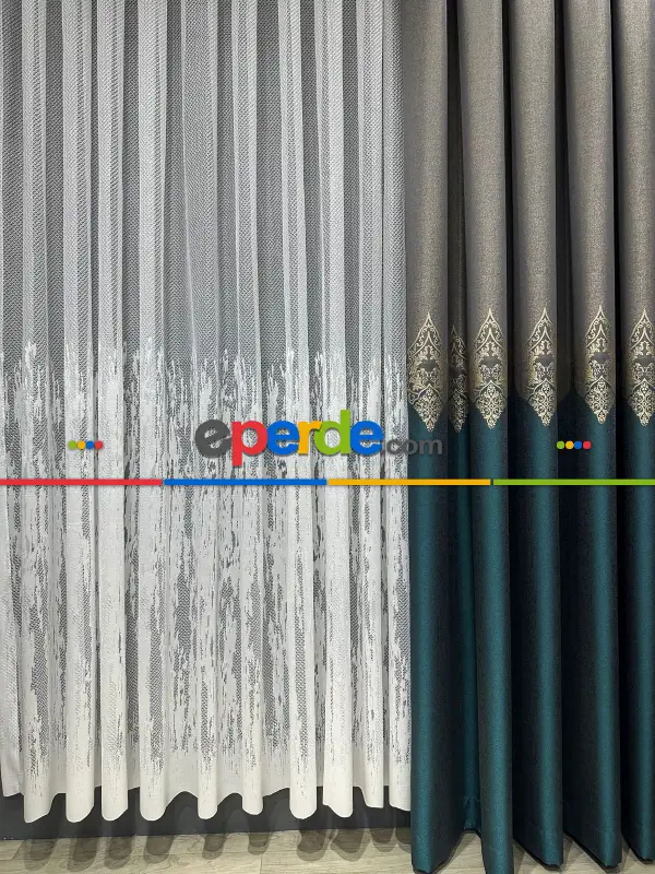 Alev Desen Tül Perde Tek Kanat - Ekru