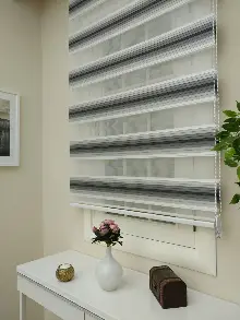 Mutfak - Zebra Perde -antrasit Siyah Geçişli Pileli Zebra (kalın Doku Zeminli)- Siyah-beyaz