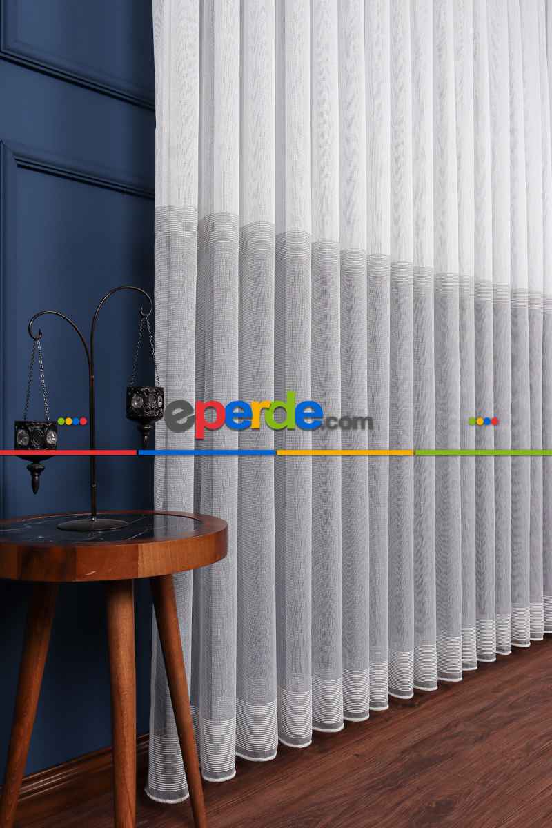 Salon Tül - Palermo Düz Tül Perde Ekru-antrasit Gri