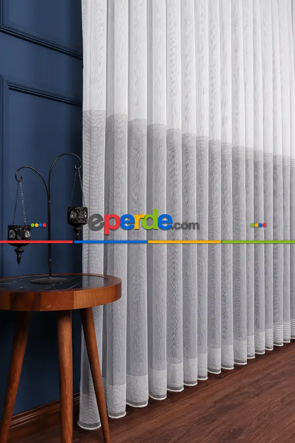 Palermo Düz Tül Perde Ekru-antrasit Gri