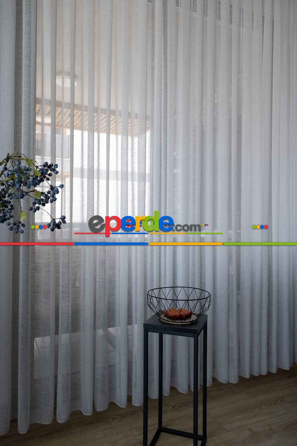 Hazır Ölçülü Outlet Naturel Keten Tül - Optik Beyaz -