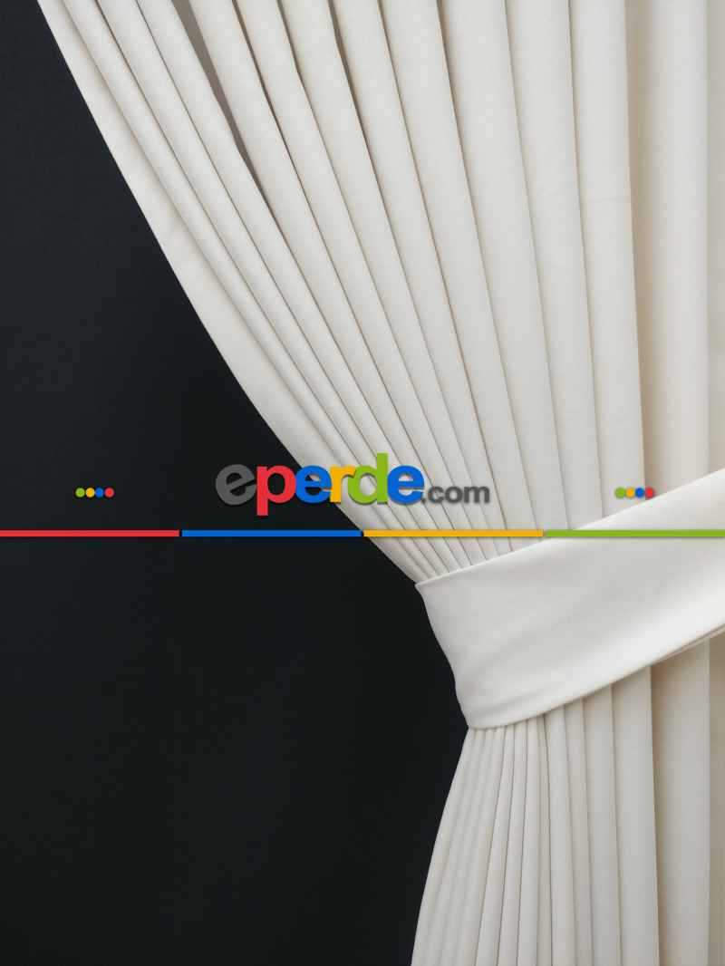 Düz Renk Dökümlü Fon Perde (150)- Beyaz