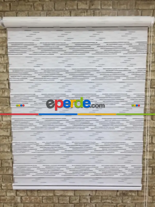 Siyah Krem Simli Lüx Zebra Perde- Siyah-krem-gümüş Simli