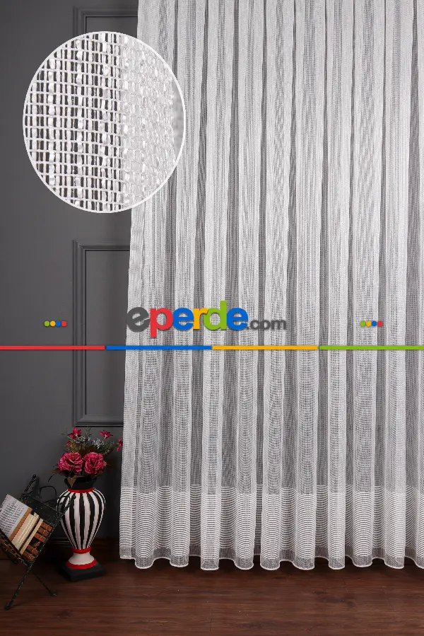 Etek Bantlı Keten Tül Perde Grz 2165