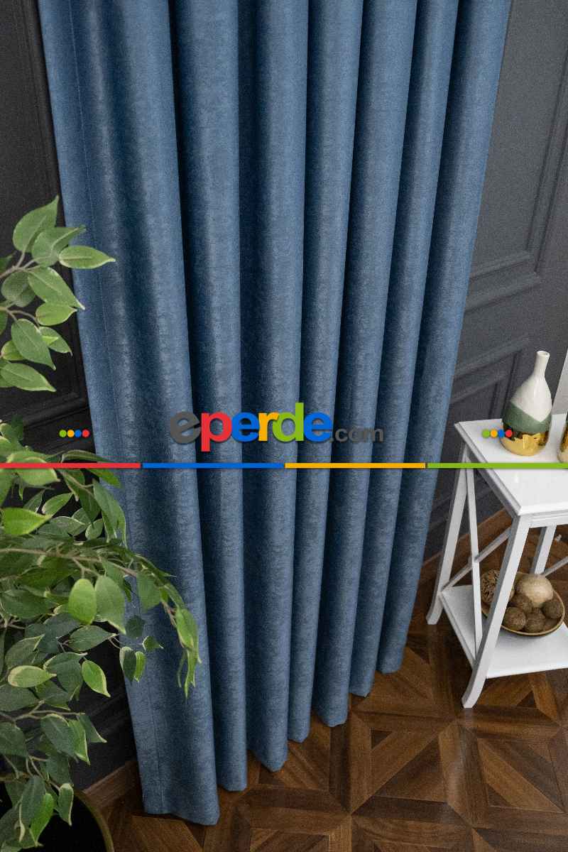 Düz Soft Fon Perde- İndigo Mavi