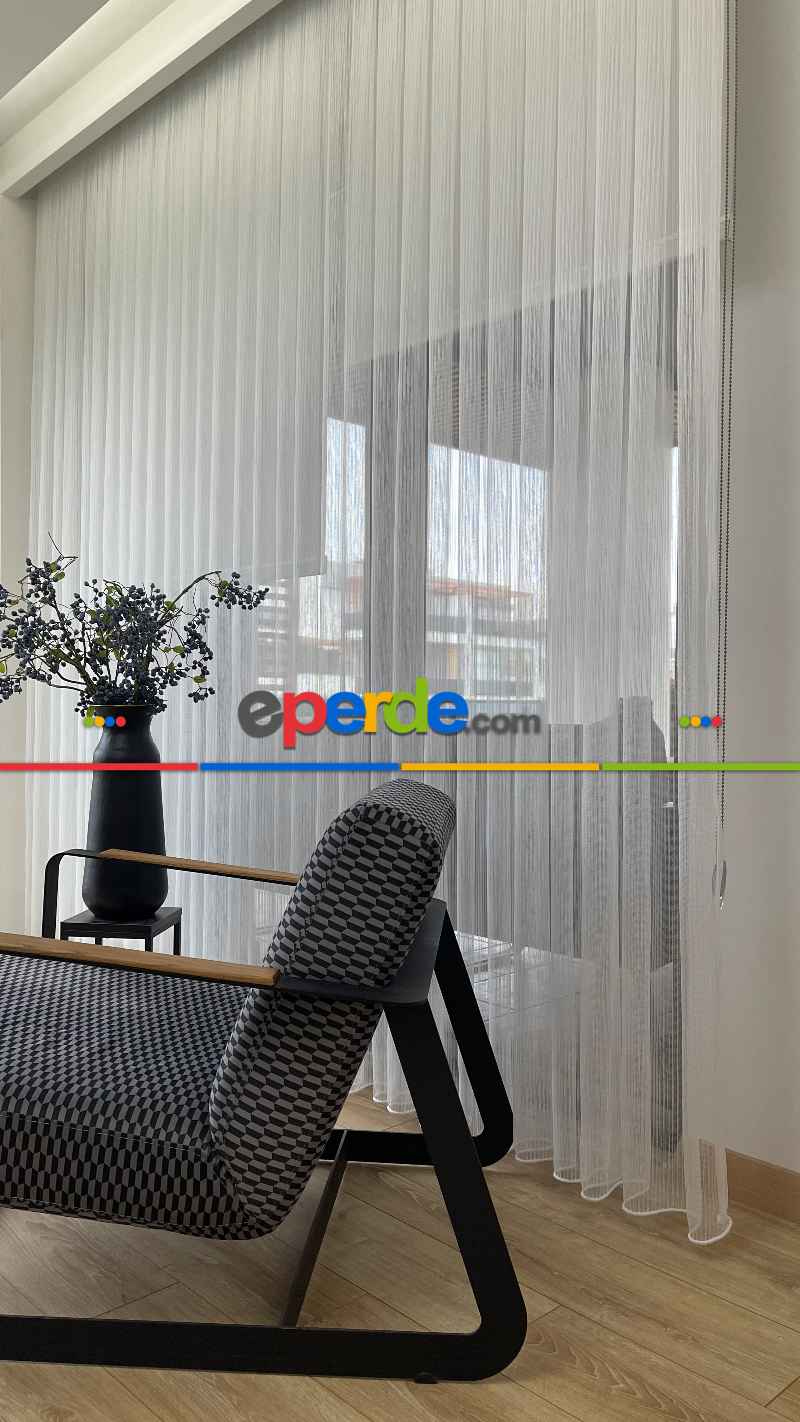 mutfak - Düz Çizgili Tül - İnci Tül - Dönergücü- Ekru