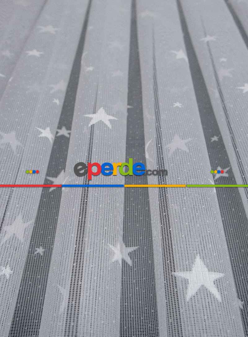 Yıldız Desenli Örme Tül Perde - Çocuk Ve Bebek Odası Perdesi