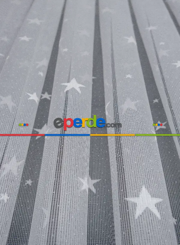 Yıldız Desenli Örme Tül Perde - Çocuk Ve Bebek Odası Perdesi