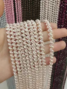 Mutfak İp Perde - Açık Pembe Rengi İp Perde Bukle Serisi- Pembe-gümüş