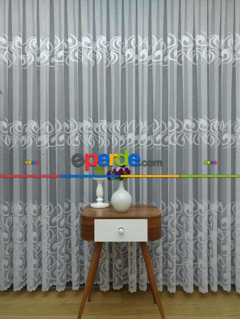 Oturma Odası - Ft Serisi Vakko Desen Tül Perde- Ekru