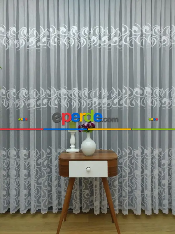 Mutfak Ft Serisi Vakko Desen Tül Perde- Ekru