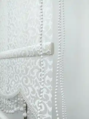 Jakar Örme Tül-açela 801 Ekru Çiftli Sistem Dantel Desenli Perde- Beyaz