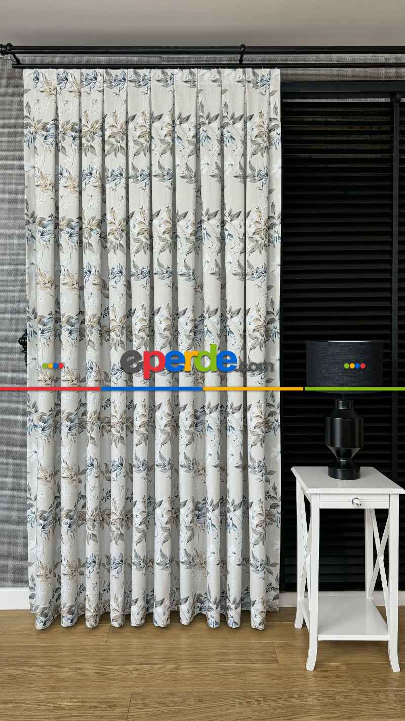 Çiçek Desenli Fon Perde - Premium Seri