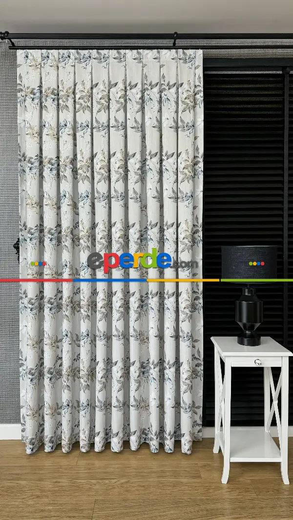 Çiçek Desenli Fon Perde - Premium Seri