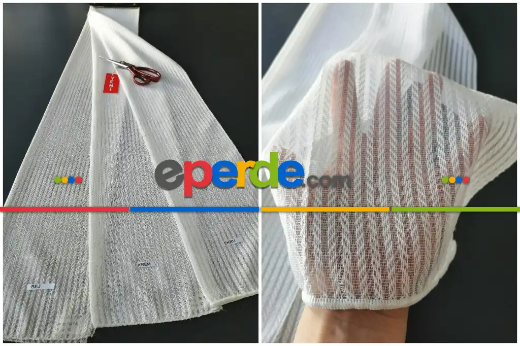 Balık Sırtı Dokuma Kurşunlu Tül - 3 Renk ( Ekru-krem-bej)